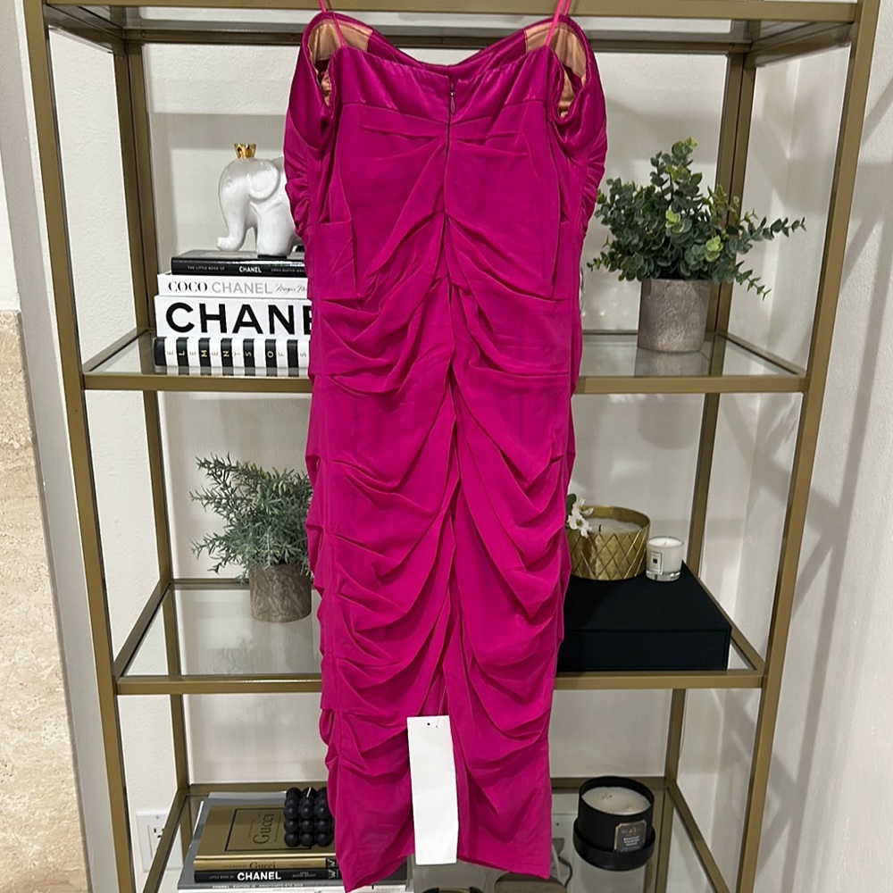 Cache Fuchsia Ruched Strapless Midi Dress - Picture 5 of 9